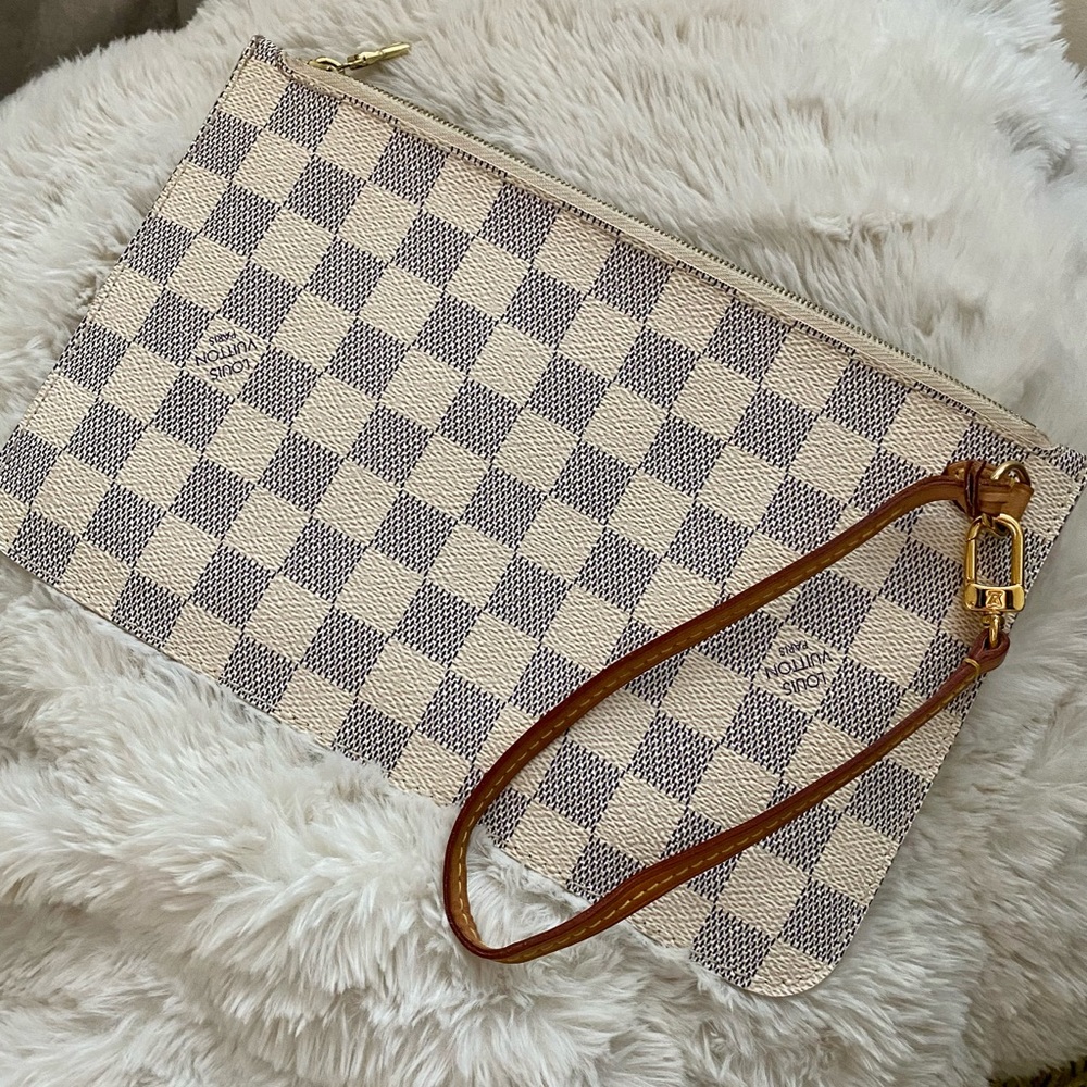 LV Damier Azur Neverful wristlet